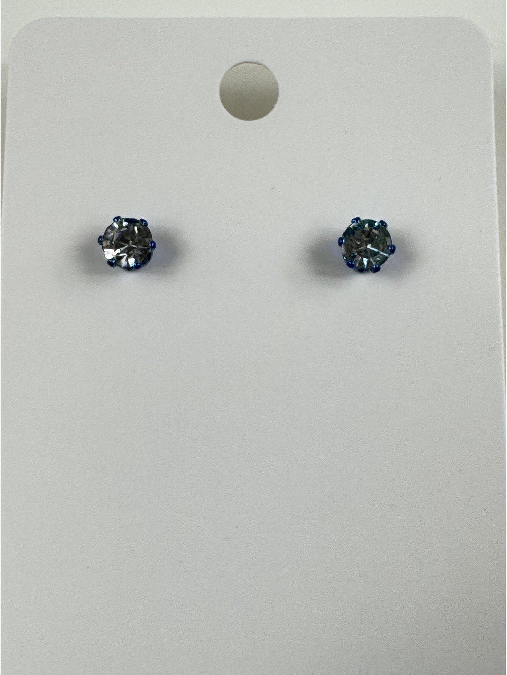 Fashion Jewelry Blue Setting White Rhinestone Stud Earrings